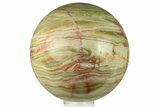 Polished Green Banded Calcite Sphere - Pakistan #301459-1